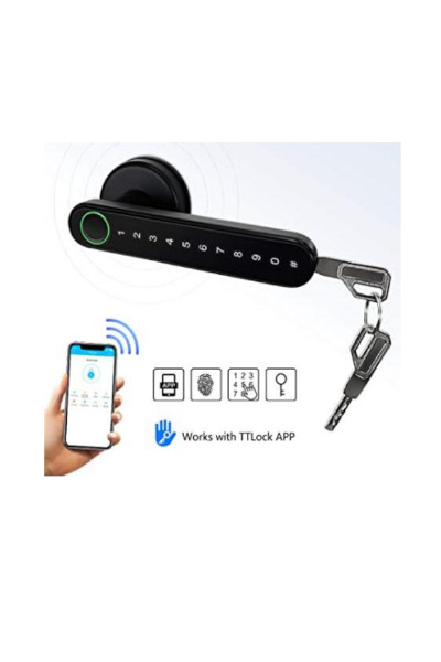 Manija SMART RB. Manija electrónica de unos interior con cuatro formas para su accionamiento. La manija funciona sobra la aplicación TTLOCK, lo que permite configurar usuarios nuevos, horarios, fechas de vigencia o anulaciones en línea sin la necesidad de estar presente junto a la manija.

También puede hacer uso de la manija por medio de huella digital o con lave numérica de cuatro a nueve dígitos. Para hacerla configuración o anulación de usuaros se debe hacer en frente de la manija por medio de Bluetooth. En caso de emergencia la apertura se puede hacer por medio de una llave que se inserta al final de la manija.

&nbsp;

Especificaciones Técnicas

Cerradura electrónica de cierre automático para uso interior. Cuenta con cuatro formas para el accionamiento de la cerradura:

&nbsp;

 	Apertura por medio de un App
 	Mediante la presentación de una huella
 	A través de una clave de 4 a 9 digitos
 	Accionamiento en caso de emergencia por medio de una llave.

La cerradura se configura por medio de la aplicación TTLock e incluye dos llaves de emergencia.

Material de la manija, Zamak, plástico y componentes electrónicos.

Acabados disponibles: Negro y gris satín

Producto ideal para coliving y coworking, debido a su flexibilidad y posibilidad de configuracion por medio de la App.

&nbsp;

&nbsp;

&nbsp;

&nbsp;